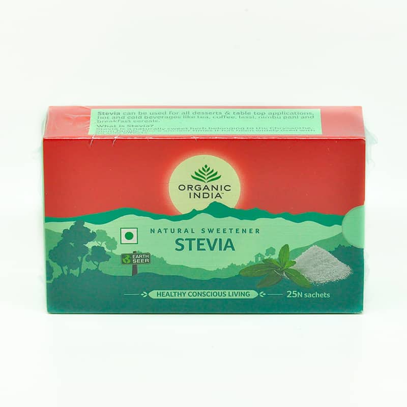 Organic India Natural Sweetener Stevia 25 Sachets Spicebox Organics