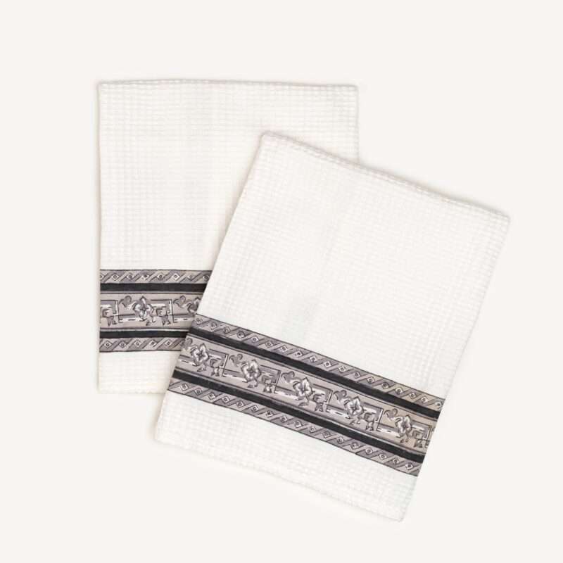 INKA Hand Towels Tula Charcoal Grey Print (Set of 2) Spicebox Organics