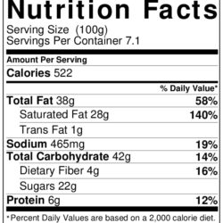 Cake_GF_Carrot _Nutrition Label